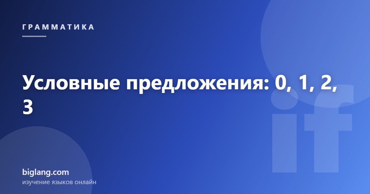 Типы условных предложений в английском